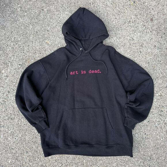 Vintage 90s Hanes Rare “Art is Dead” Black Pullover Sweatshirt Hoodie - Picture 1 of 6